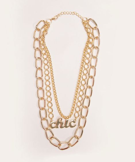 colar corrente tripla chic alexia hentsch dourado