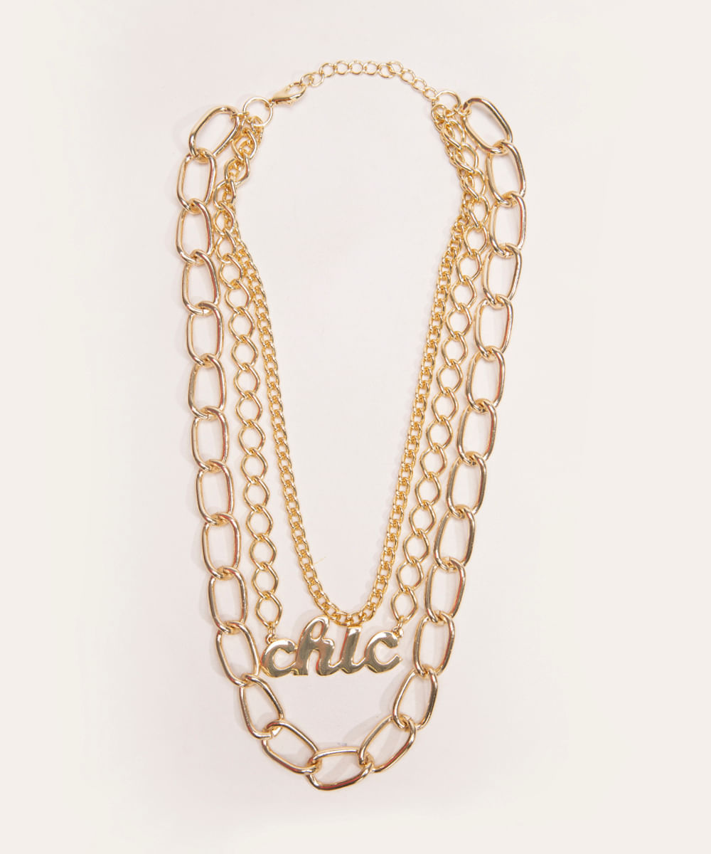 colar corrente tripla chic alexia hentsch dourado