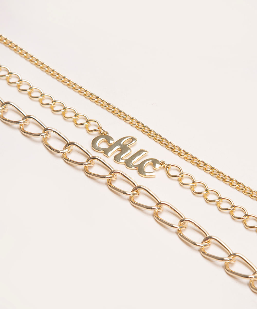 colar corrente tripla chic alexia hentsch dourado
