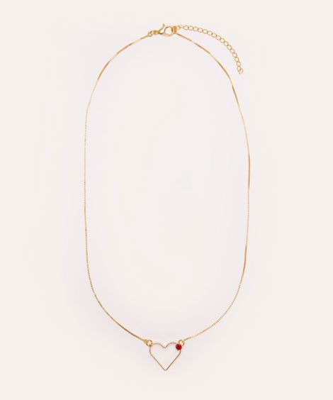colar com pingente coração dourado