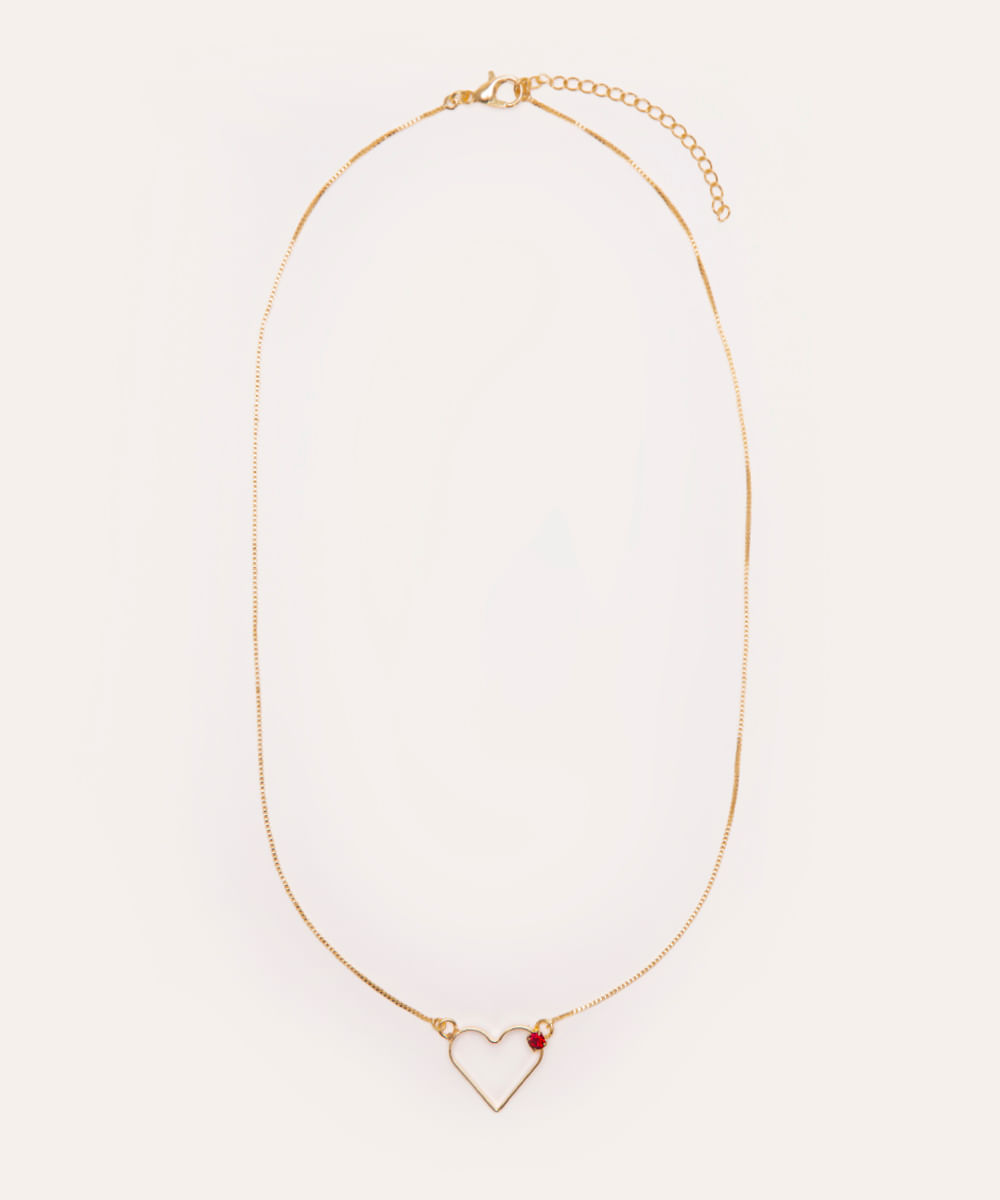 colar com pingente coração dourado