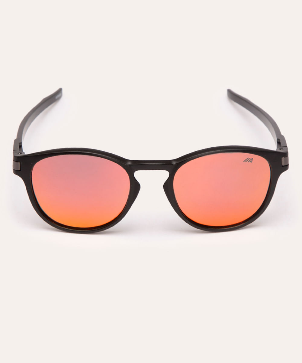 óculos de sol oval preto