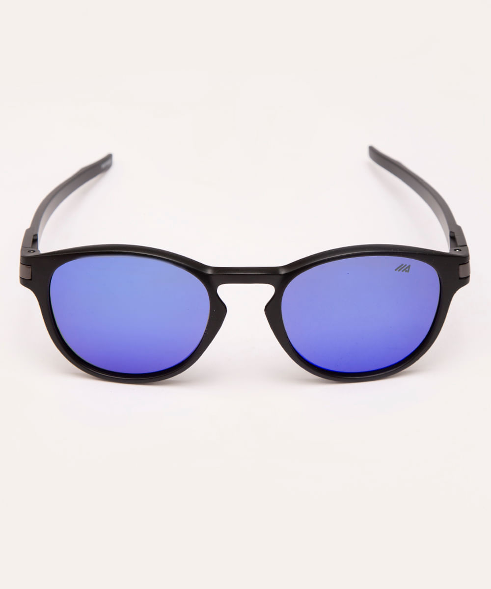 óculos de sol oval preto