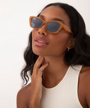 óculos de sol oval bege
