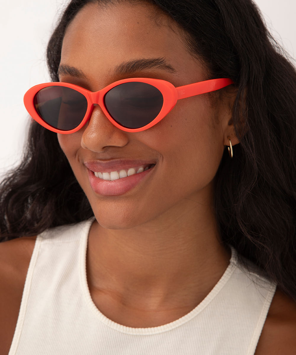 óculos de sol oval laranja