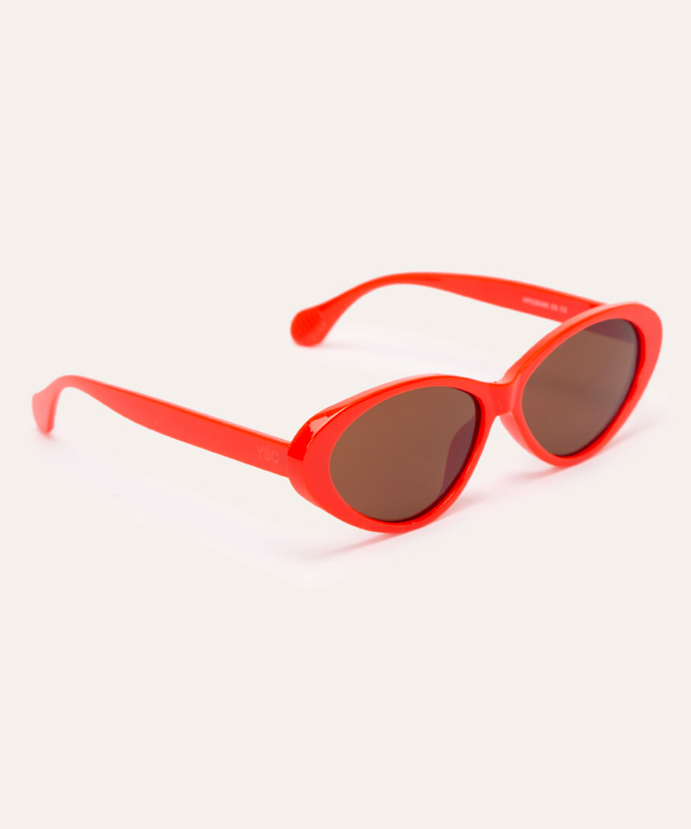 óculos de sol oval laranja