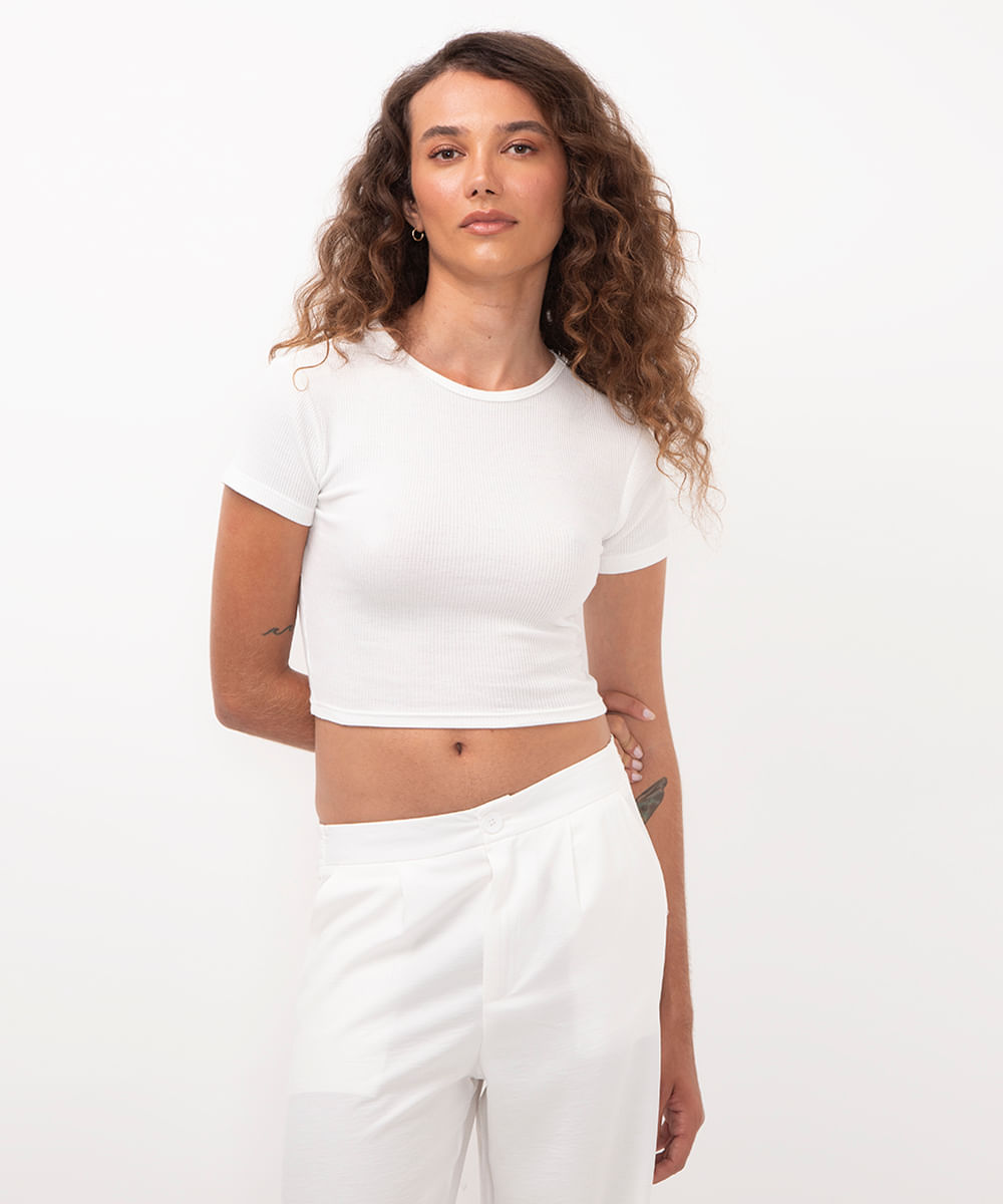 cropped baby look off white