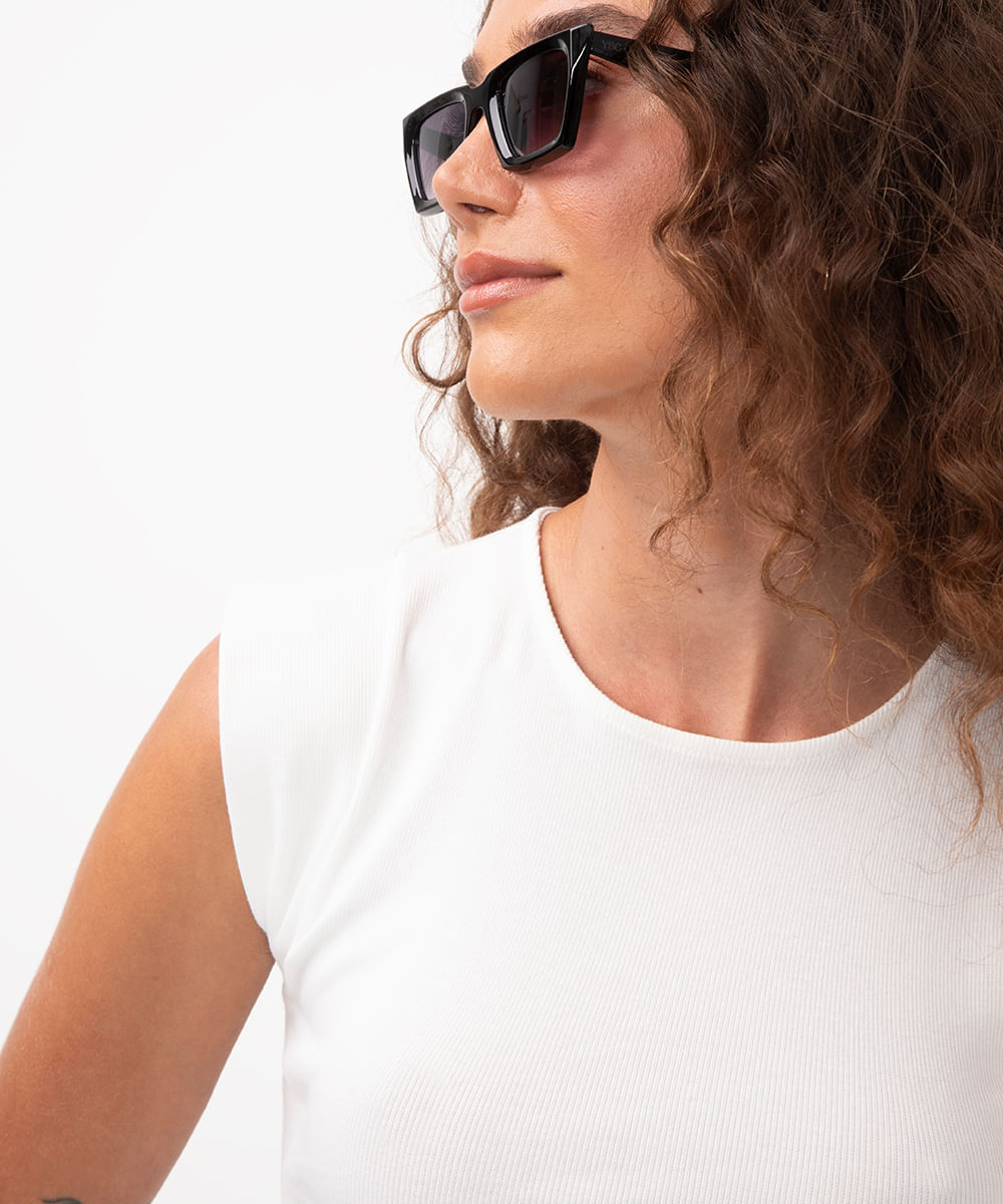 blusa muscle tee de algodão canelada - off white