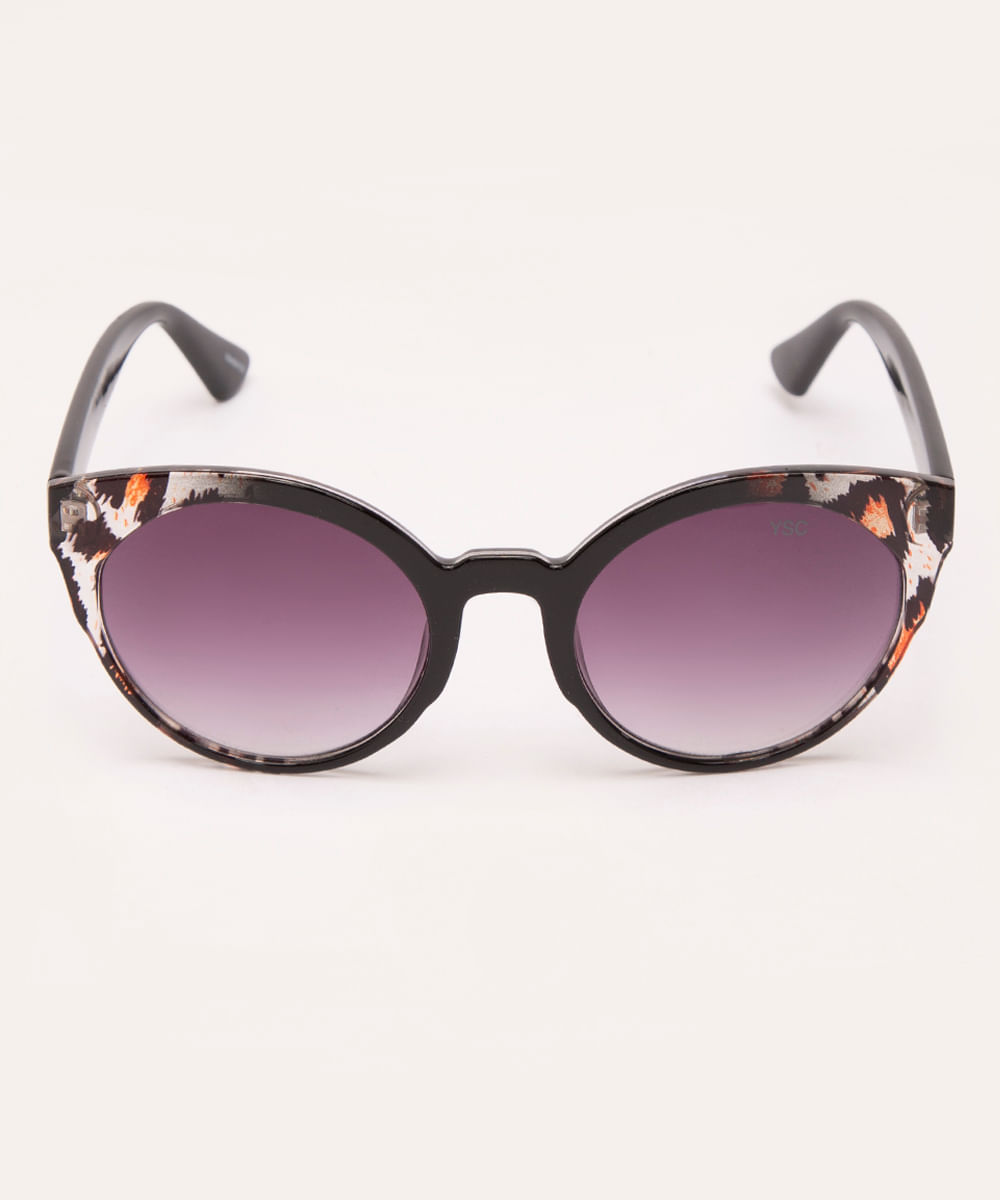 óculos de sol oval preto