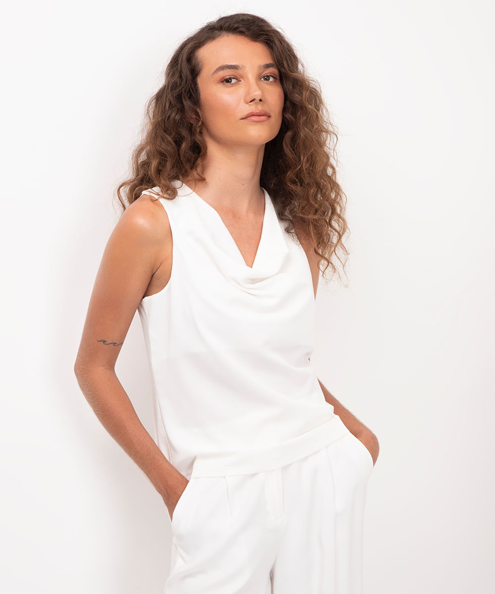regata decote degagê off white