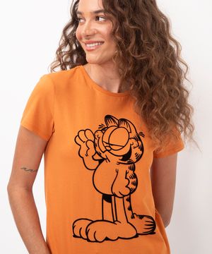 camiseta de algodão garfield laranja