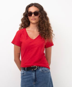 blusa flamê de algodão vermelho