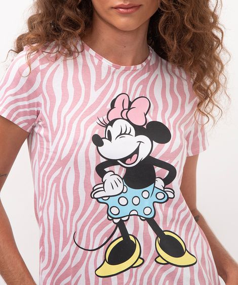 camiseta de algodão minnie rosa claro