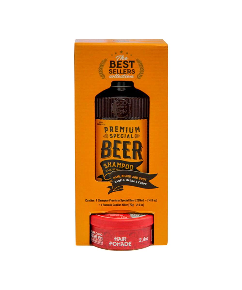 kit qbs special beer shampoo e pomada capilar killer