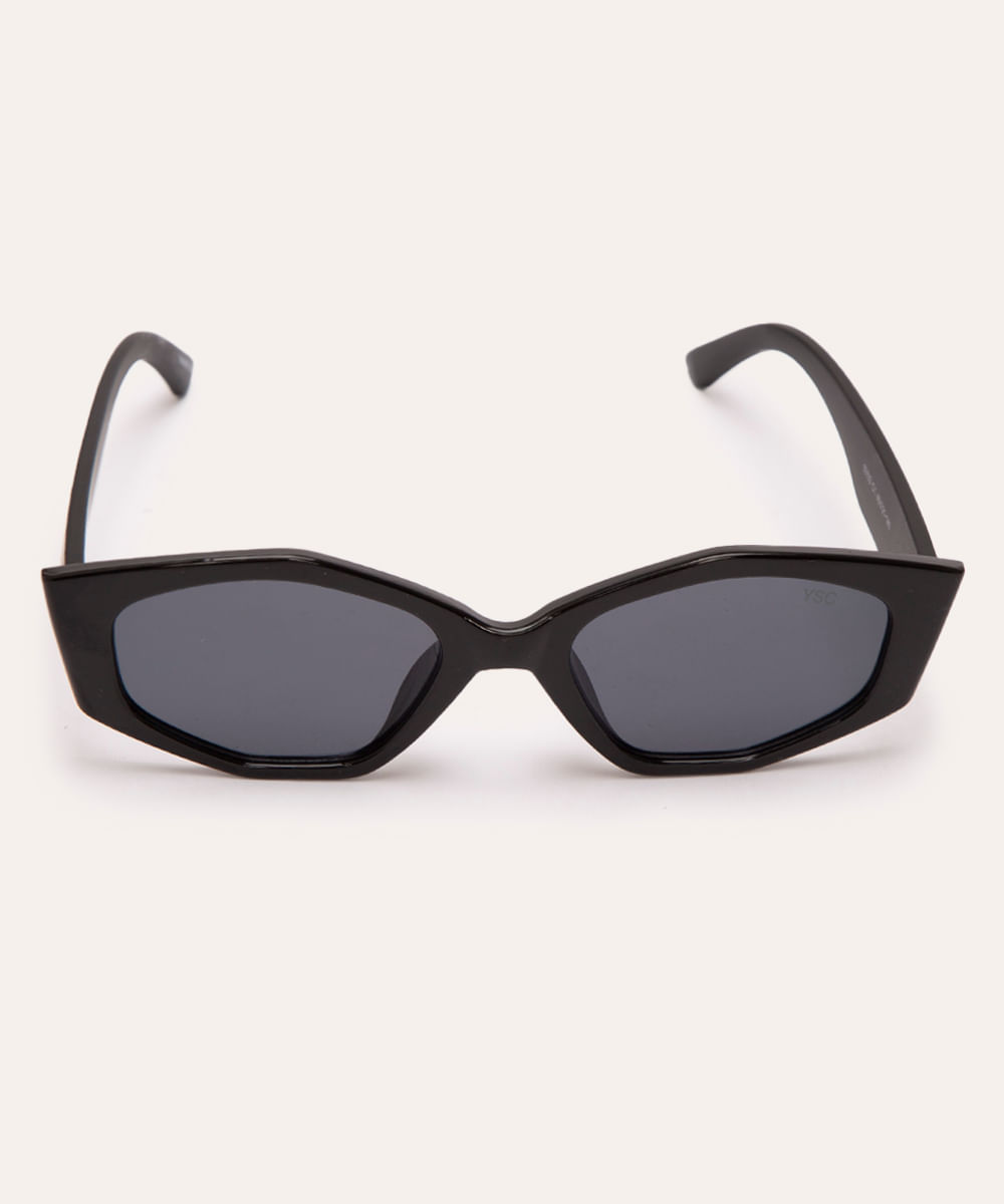 óculos de sol oval preto