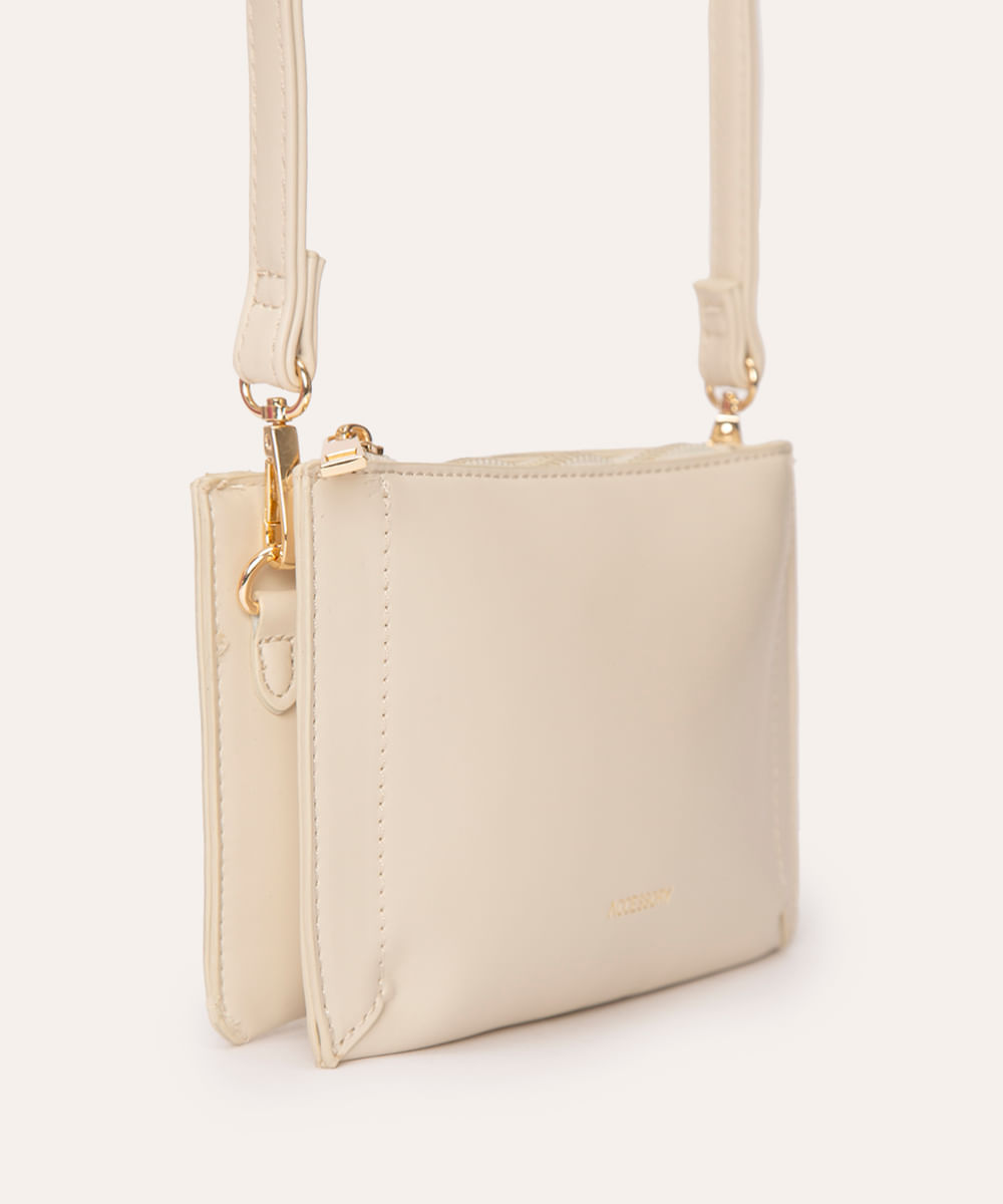 bolsa retangular pequena com bolso off white