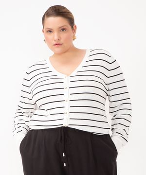 cardigan de tricot plus size branco