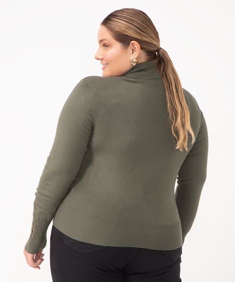 suéter tricot gola alta plus size verde