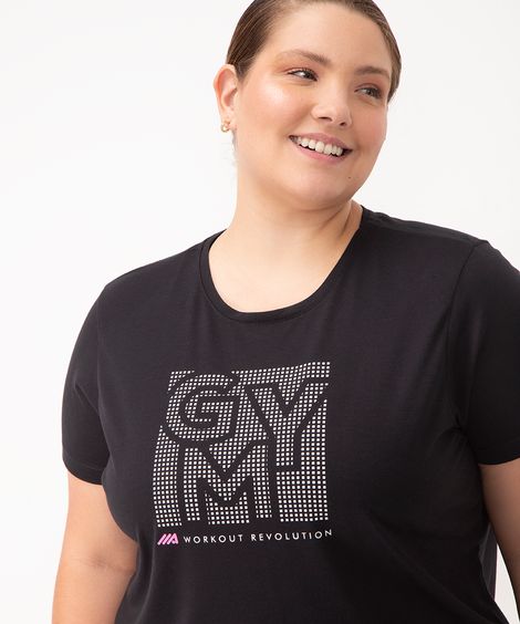 blusa gym esportiva plus size preto