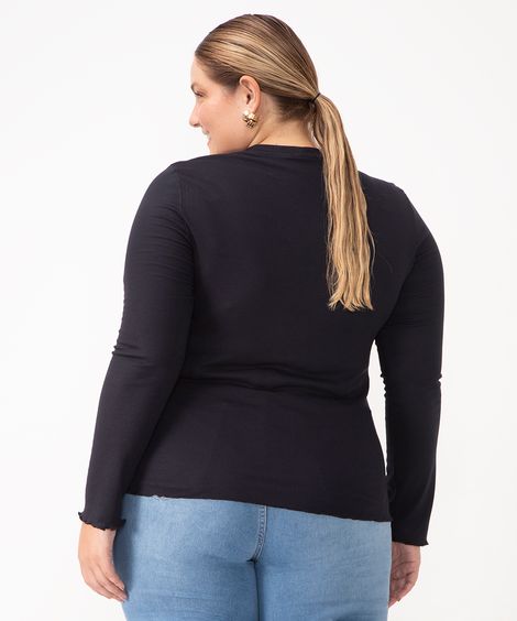 blusa de viscose canelada plus size preta