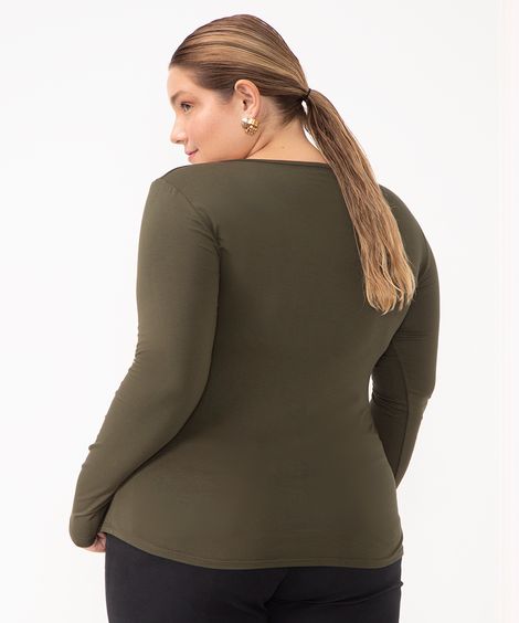 blusa manga longa plus size verde