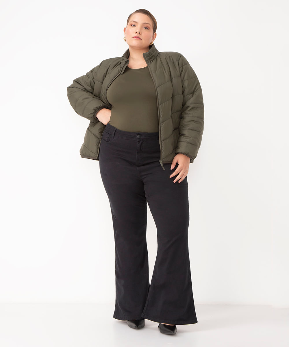 blusa manga longa plus size verde