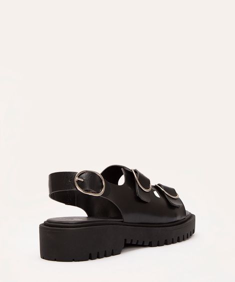sandália flatform com fivelas mindset preto