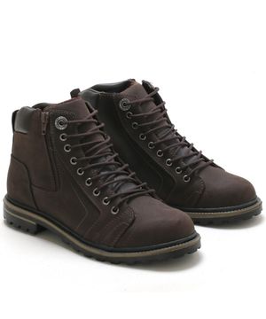 Bota Coturno Casual Masculino Couro Cadarço Macio Dia a Dia Marrom