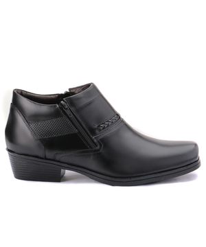 Bota Masculina Country Couro Zíper Bico Quadrado Trançada Preto