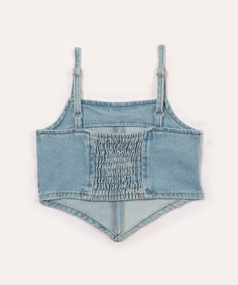 regata jeans infantil azul claro