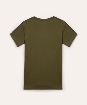 camiseta de algodão juvenil texturizada manga curta verde militar