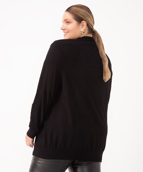 cardigan de tricot plus size preto