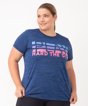 camiseta hard the gym esportiva ace plus size azul