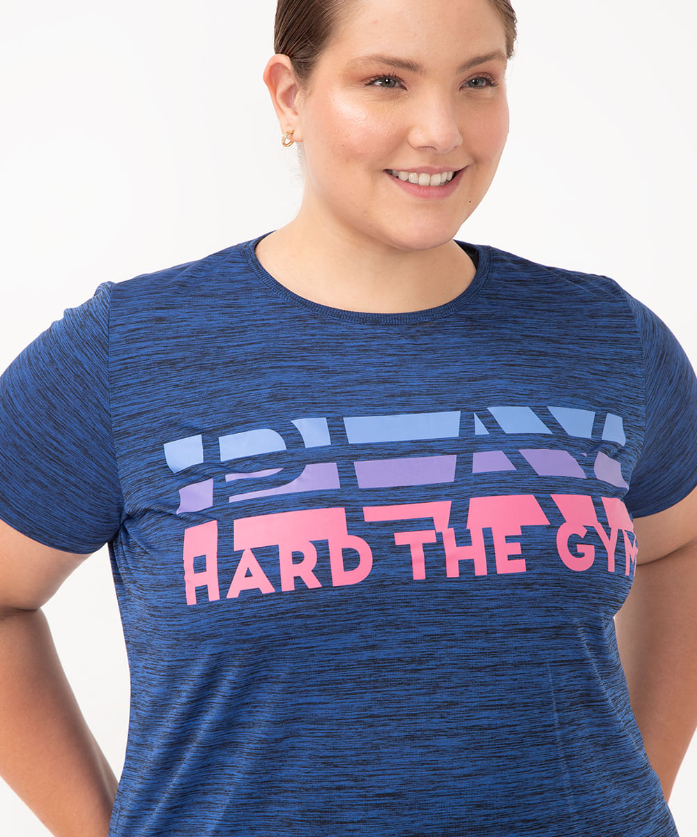 camiseta hard the gym esportiva ace plus size azul