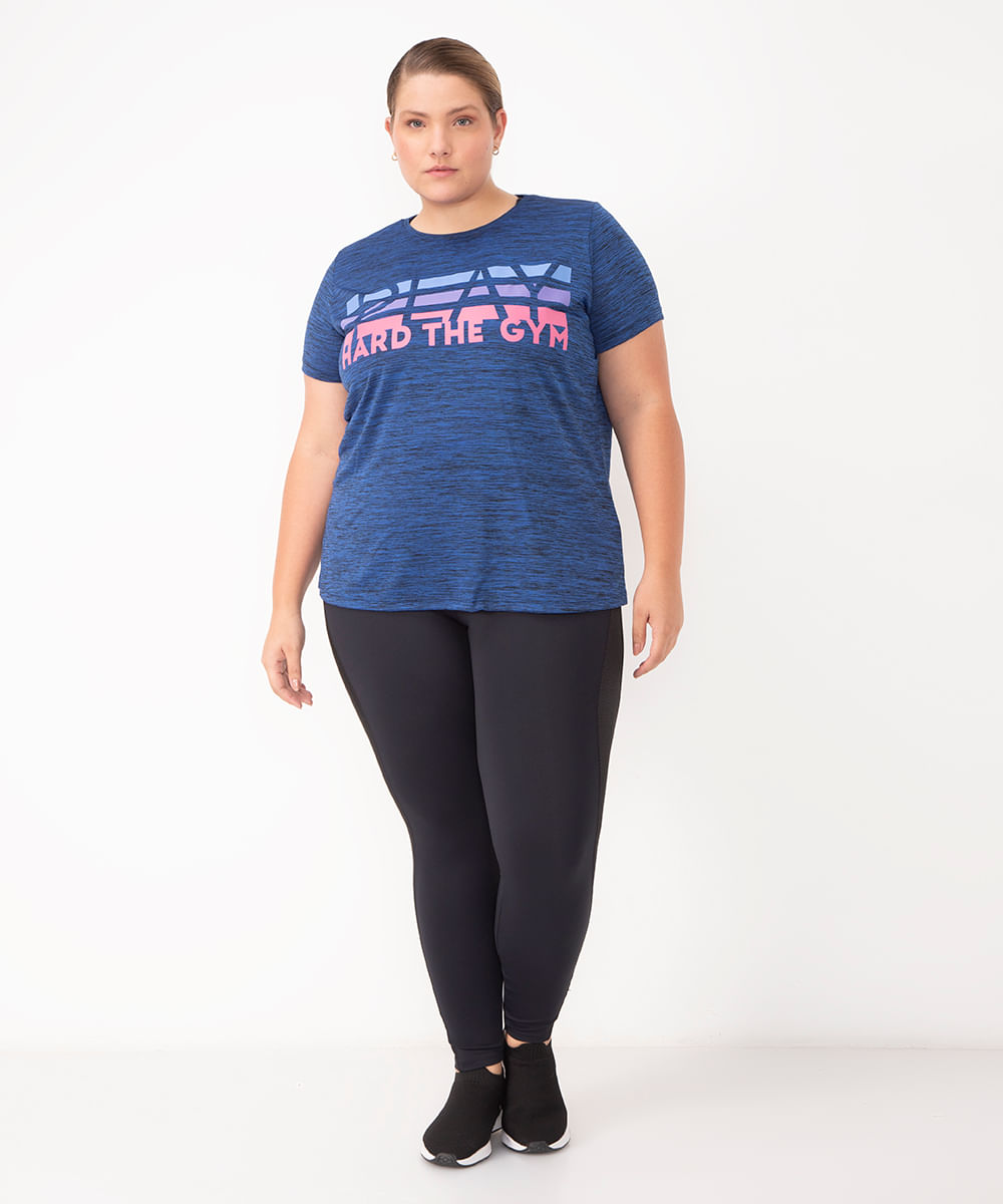 camiseta hard the gym esportiva ace plus size azul