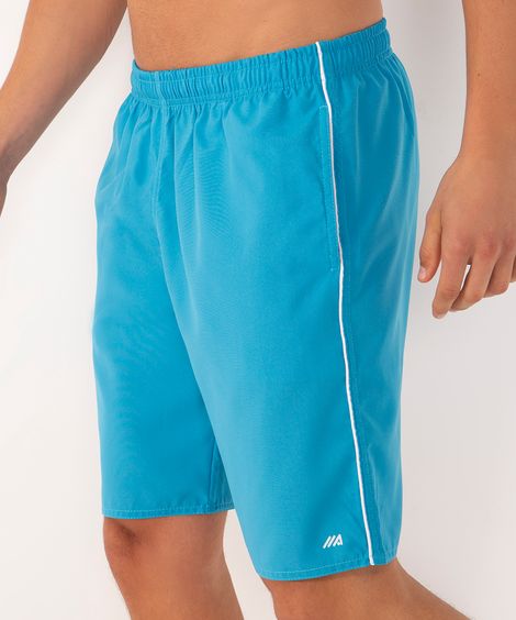 bermuda masculina esportiva com nervuras azul