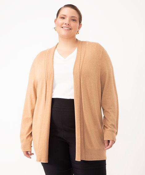 suéter capa de tricot plus size - bege