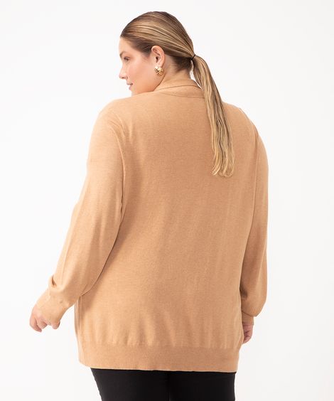 suéter capa de tricot plus size - bege
