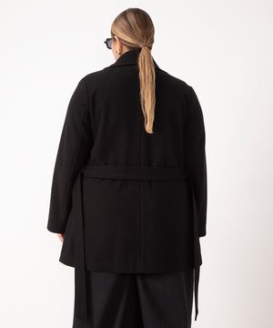 casaco trench coat plus size preto