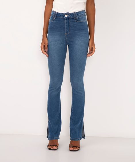 calça jeans flare cintura alta sawary azul