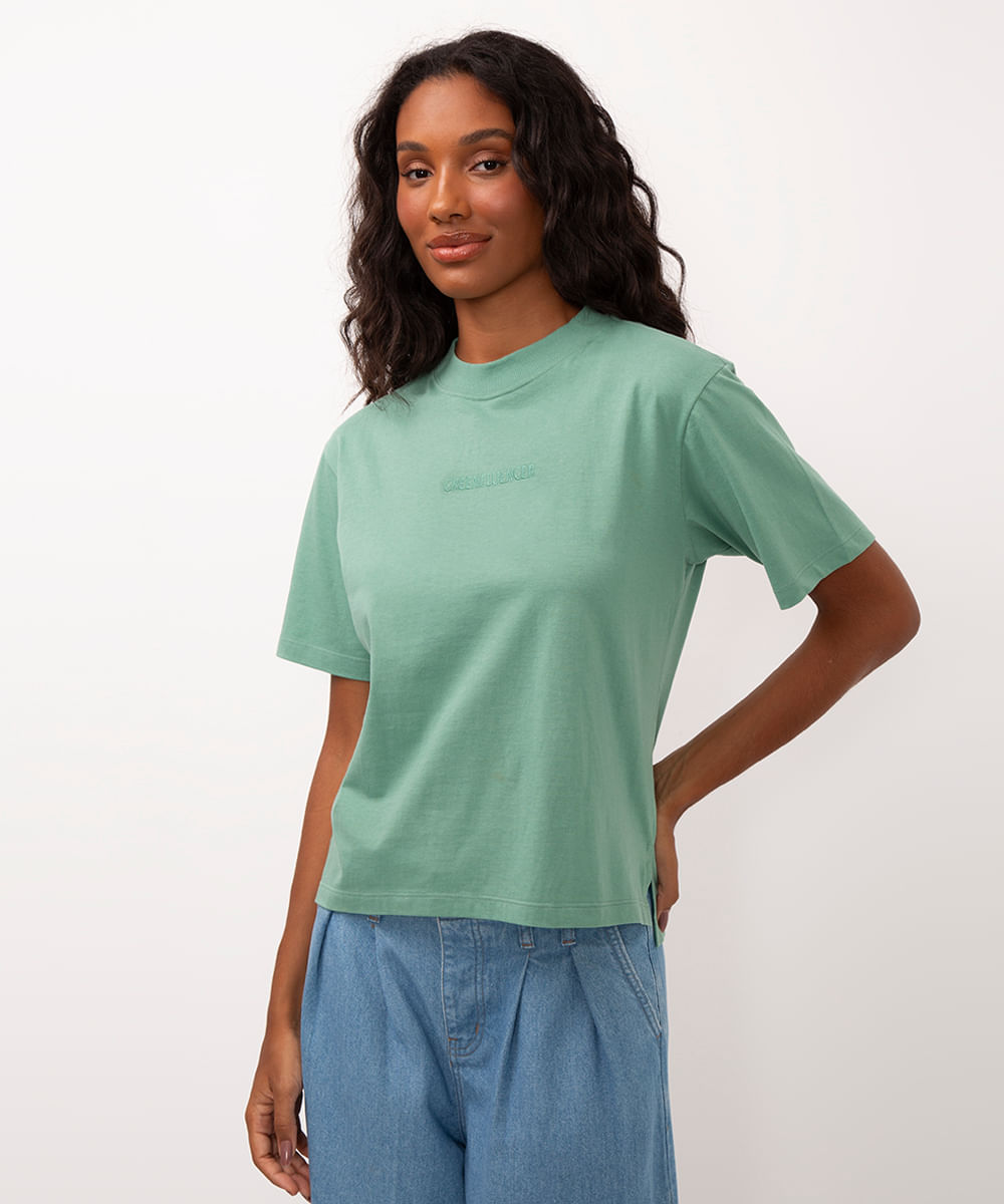 camiseta de algodão greenfluencer ciclos verde