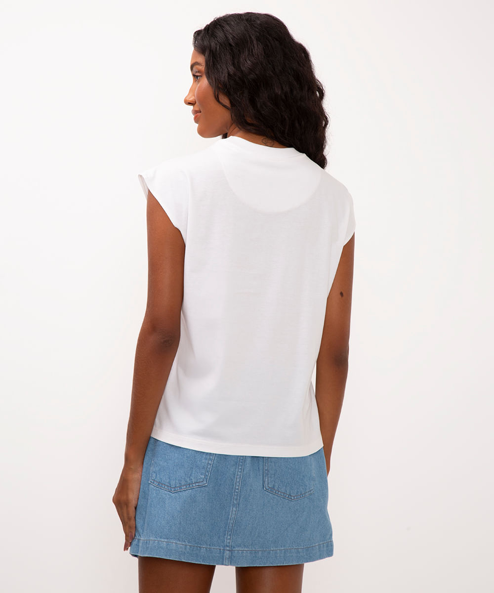 blusa muscle tee de algodão earthcore off white