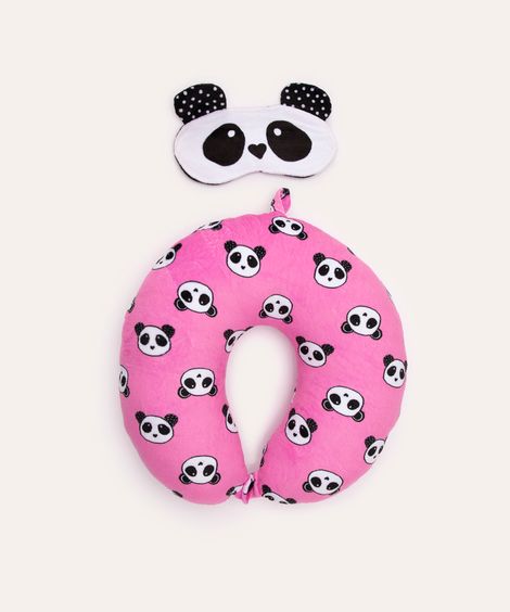 apoio de pescoço com máscara panda rosa