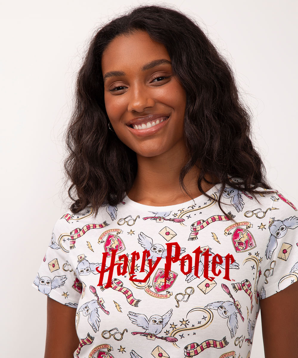 camiseta de algodão harry potter off white