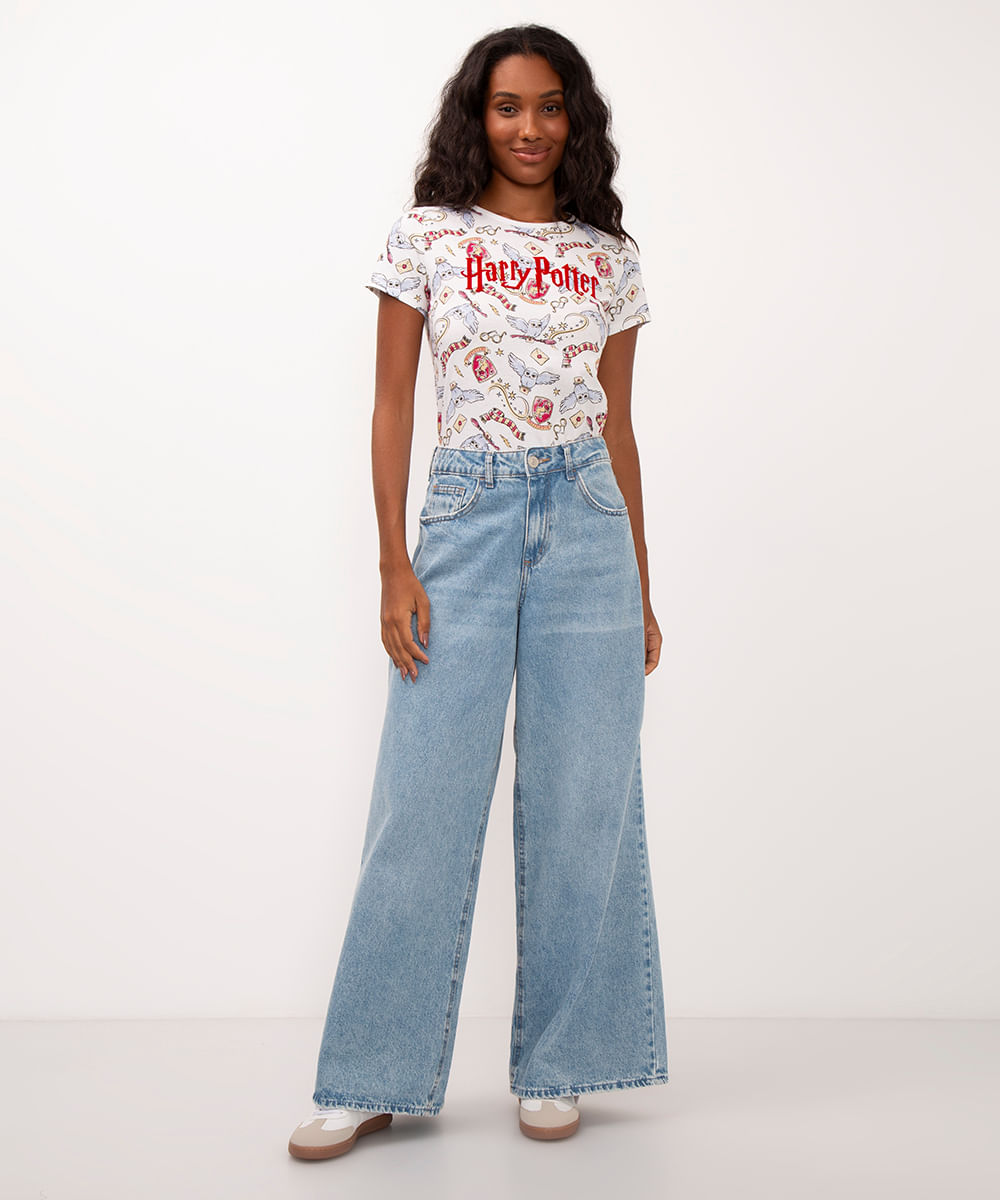 camiseta de algodão harry potter off white