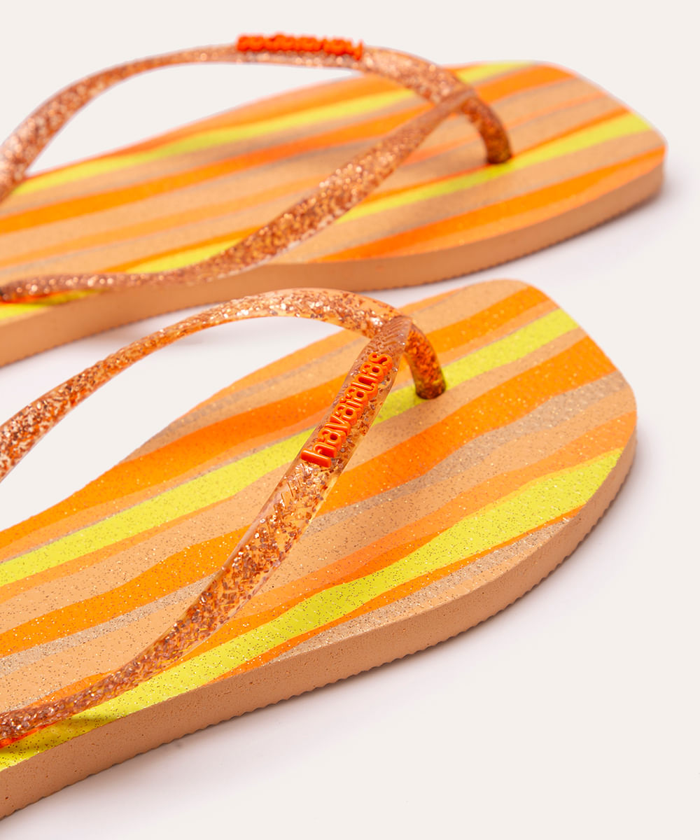 chinelo havaianas slim folia laranja