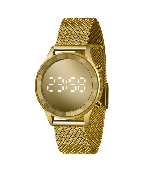 relógio digital lince LDG4648L CXKX dourado