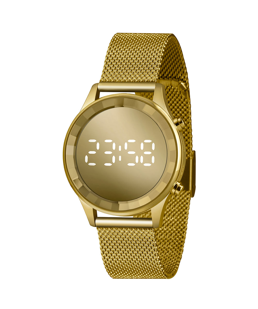 relógio digital lince LDG4648L CXKX dourado