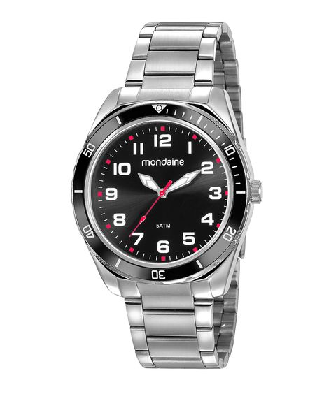 kit relógio analógico mondaine 53768G0MVNE1KJ com canivete multiuso prata