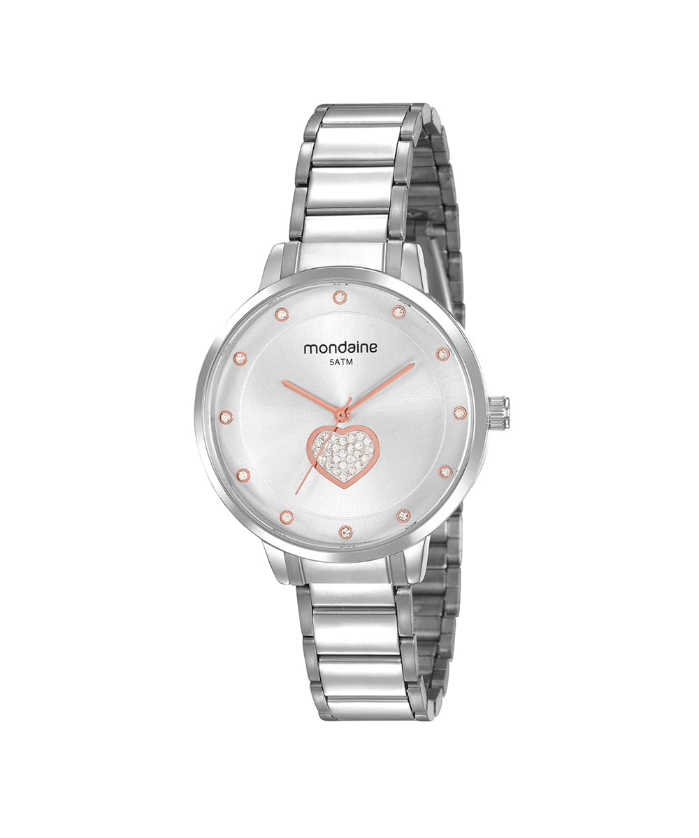 kit relógio analógico mondaine 53863L0MVNE2KL com pulseira prata
